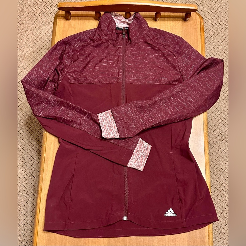 adidas Women's Burgundy Zip Up Running Jacket
